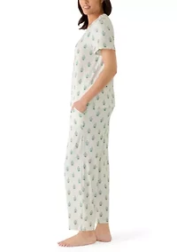 Women's Short Sleeve and Pants Pajama Set