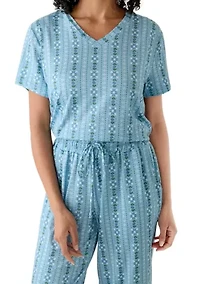 Hayes Short Sleeve Shirt and Pants Pajama Set