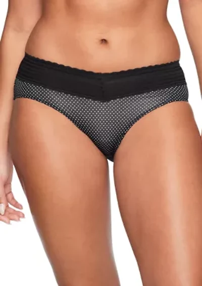 No Pinching, Problems® Dig-Free Comfort Waist with Lace Microfiber Hipster Briefs - 5609J