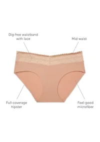 No Pinching, Problems® Dig-Free Comfort Waist with Lace Microfiber Hipster Briefs - 5609J