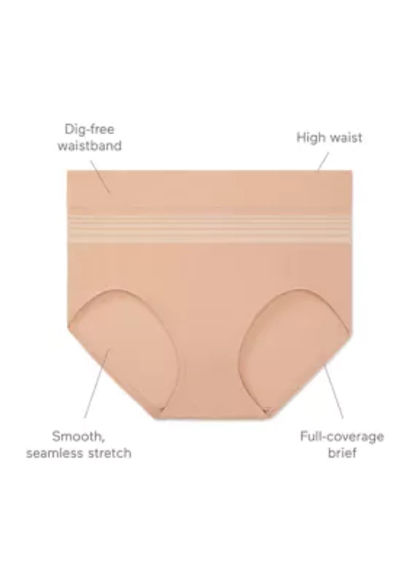 No Pinching, Problems® Dig-Free Comfort Waist with Lace Smooth and Seamless Briefs - RS1501P