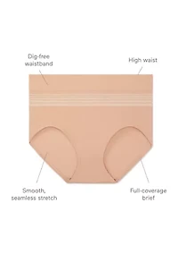 No Pinching, Problems® Dig-Free Comfort Waist with Lace Smooth and Seamless Briefs - RS1501P