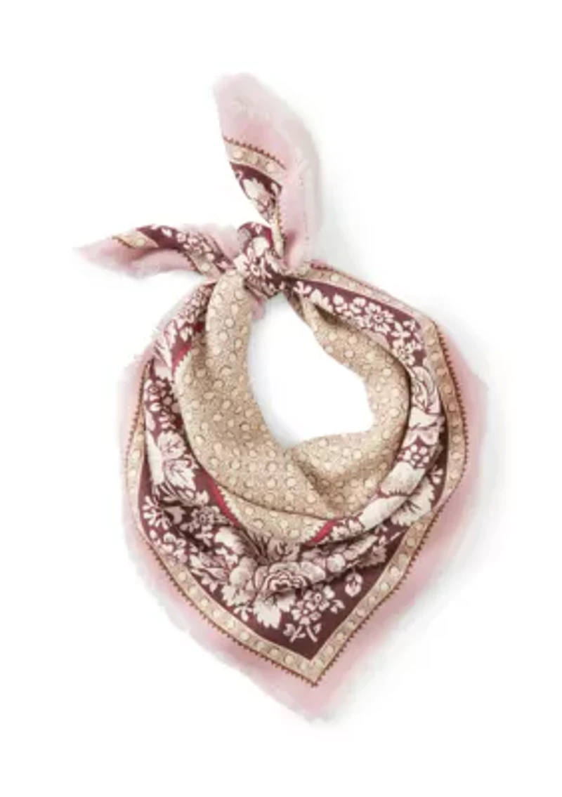 Vintage Floral Dot Wool Bandana Scarf