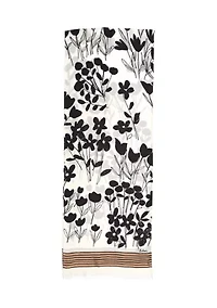 Scribble Floral Silk Oblong Scarf