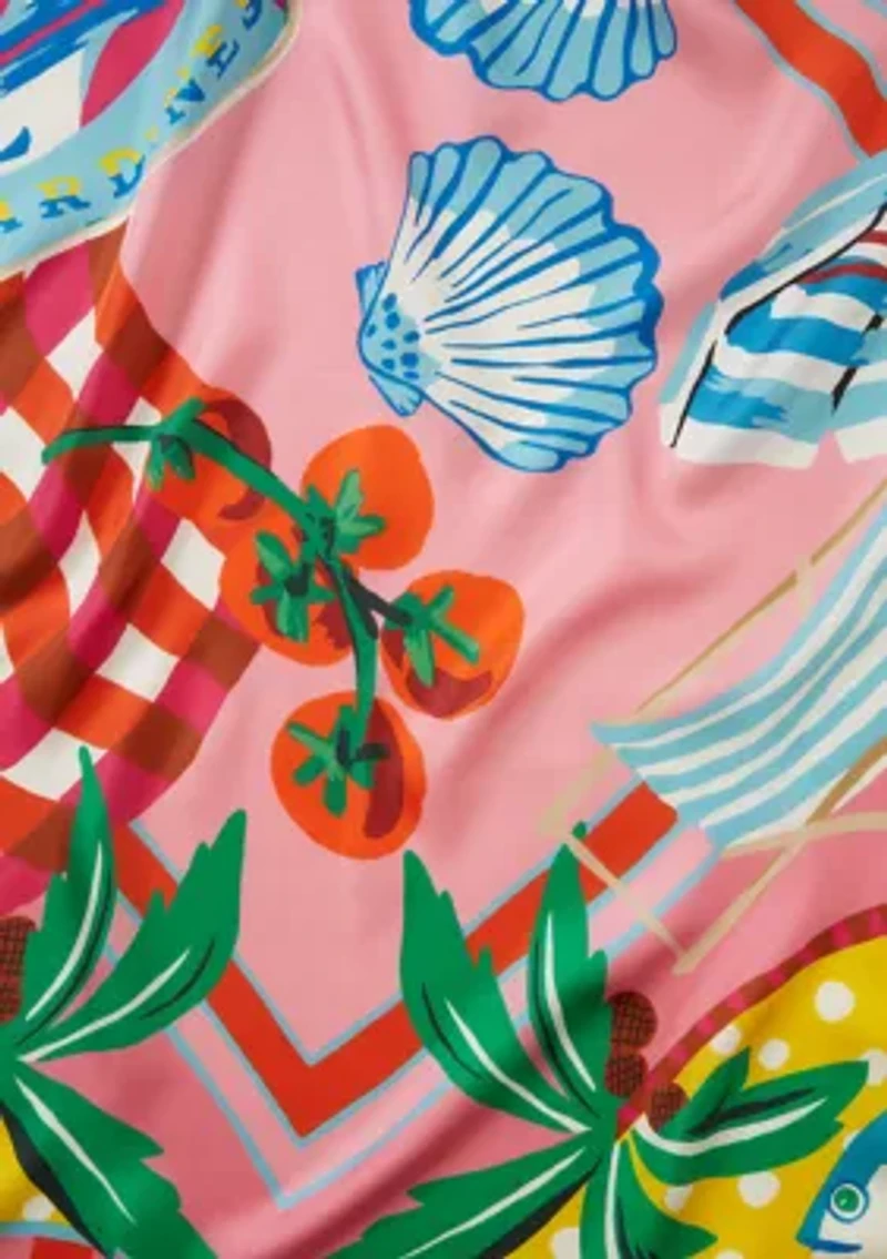 Beach Picnic Silk Square Scarf