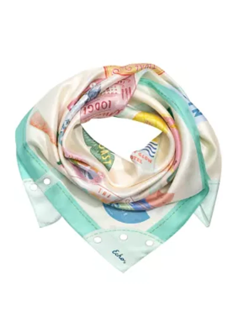 Travel Stickers Silk Square Scarf