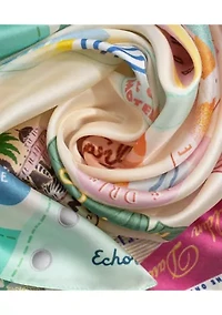 Travel Stickers Silk Square Scarf