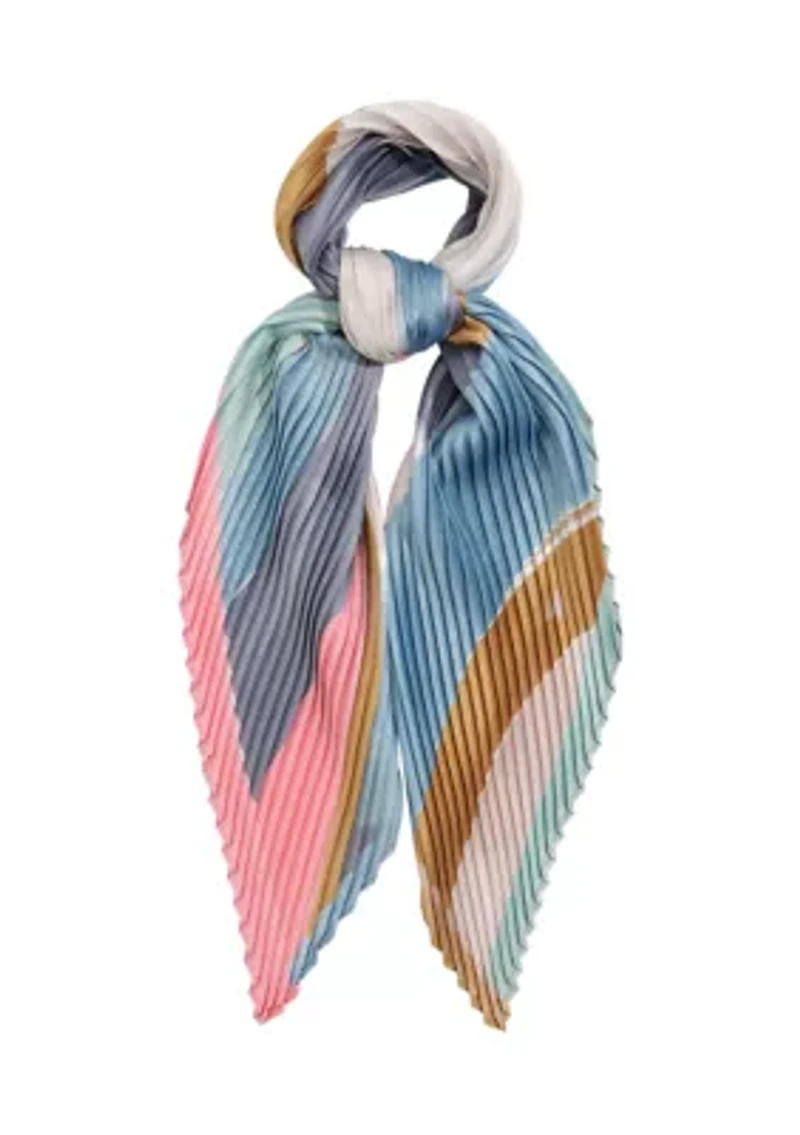 Painterly Composition Pleated Diamond Scarf