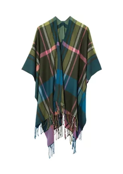 Plaid Printed Ruana