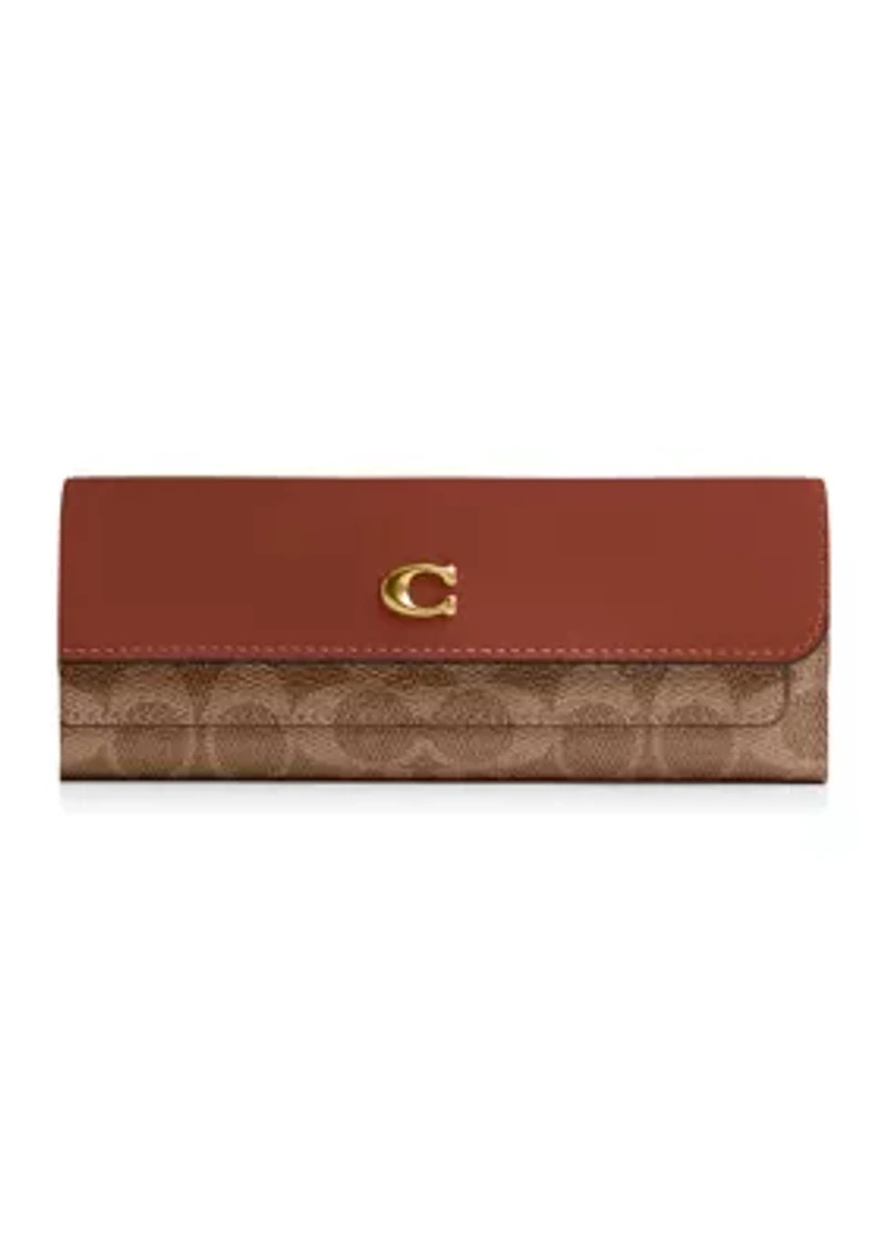 Mila Long Flap Wallet in Signature Canvas