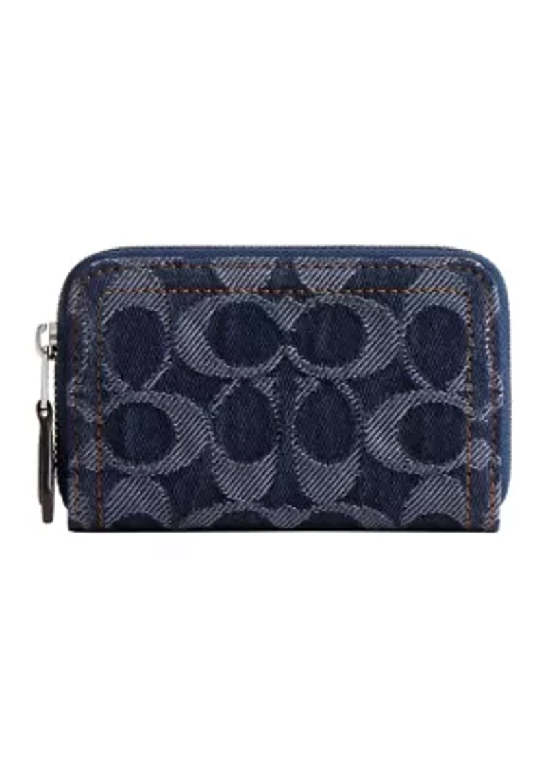 Essential Small Zip Around Card Case in Signature Denim