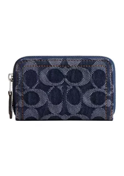 Essential Small Zip Around Card Case in Signature Denim