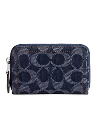 Essential Small Zip Around Card Case in Signature Denim