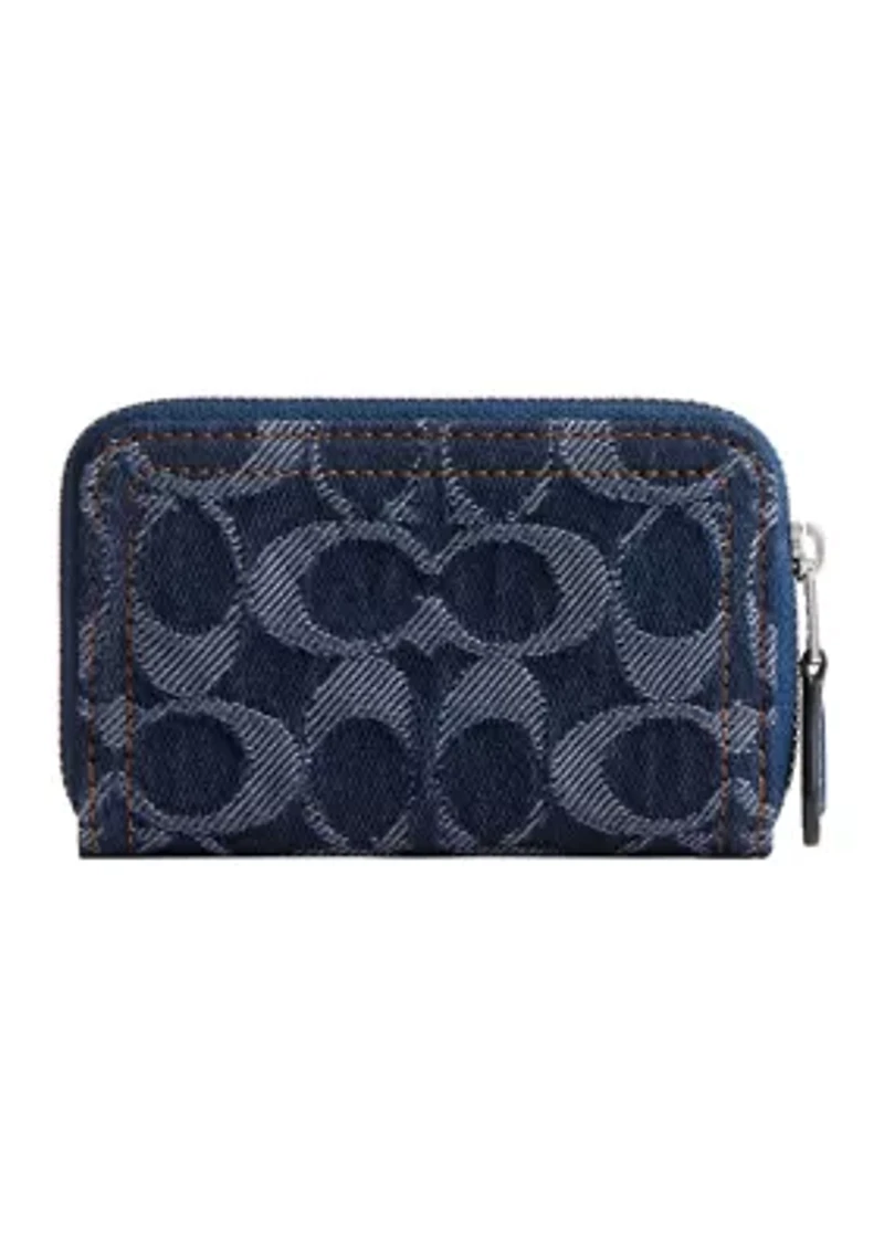 Essential Small Zip Around Card Case in Signature Denim