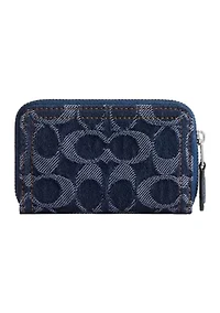Essential Small Zip Around Card Case in Signature Denim