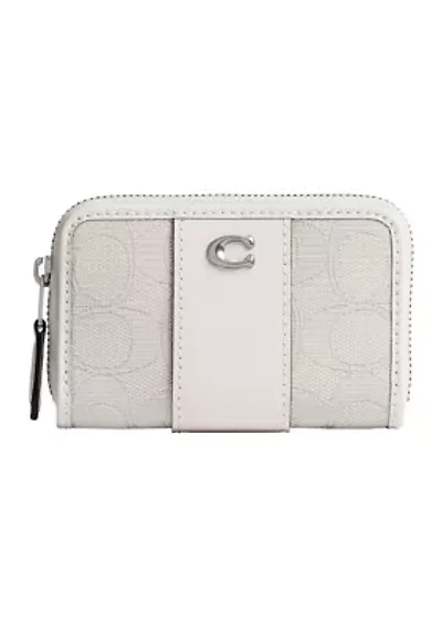 Essential Small Zip Around Card Case in Signature Jacquard
