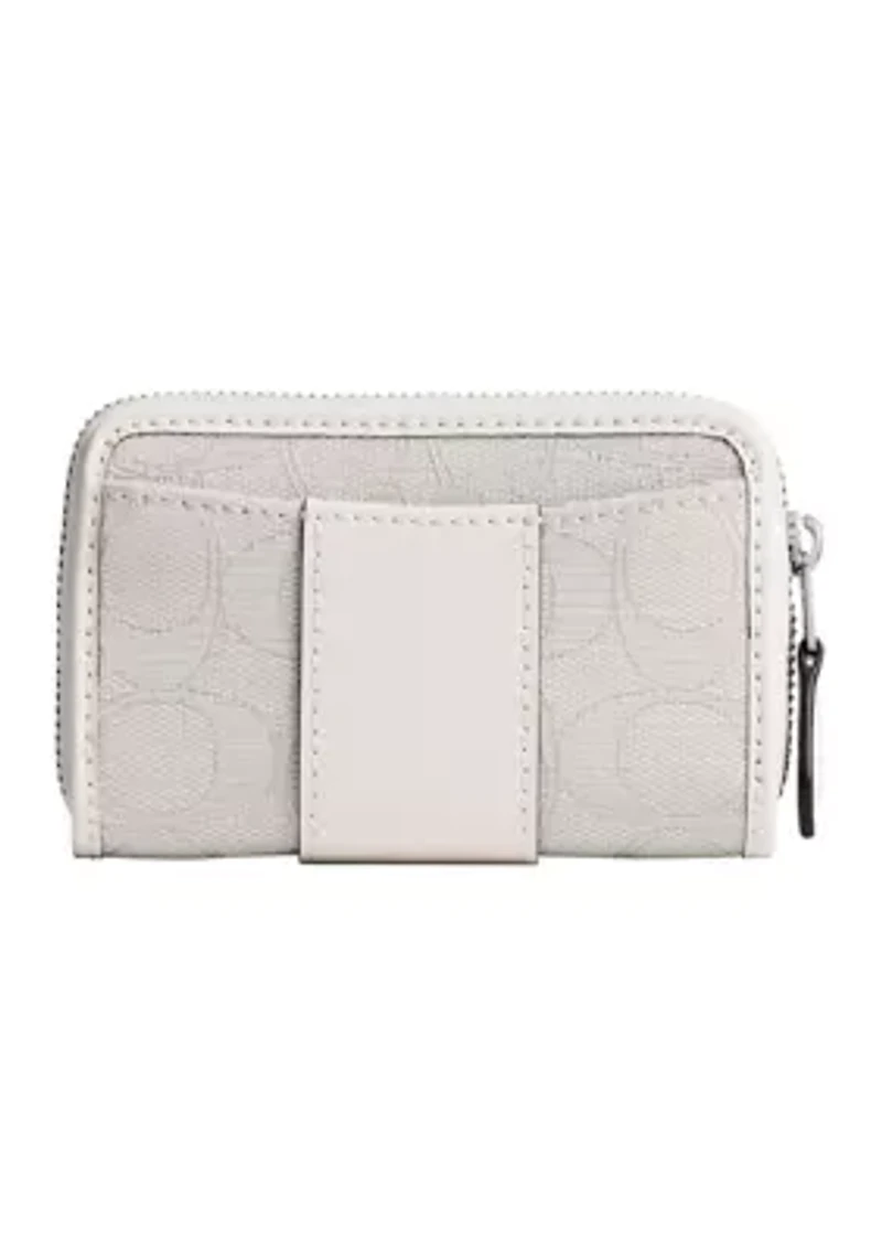 Essential Small Zip Around Card Case in Signature Jacquard
