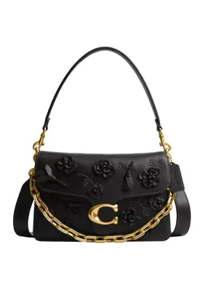 Chain Tabby Shoulder Bag with Floral Embellishment