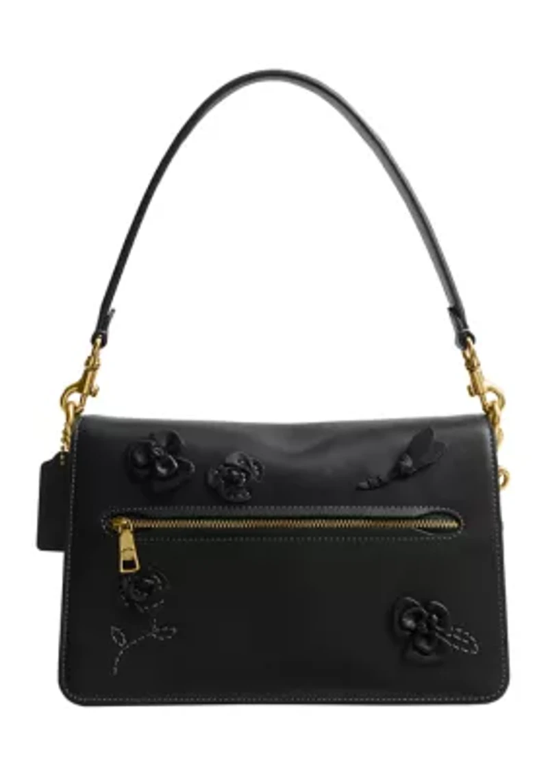 Chain Tabby Shoulder Bag with Floral Embellishment