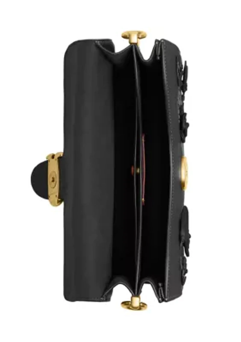 Chain Tabby Shoulder Bag with Floral Embellishment