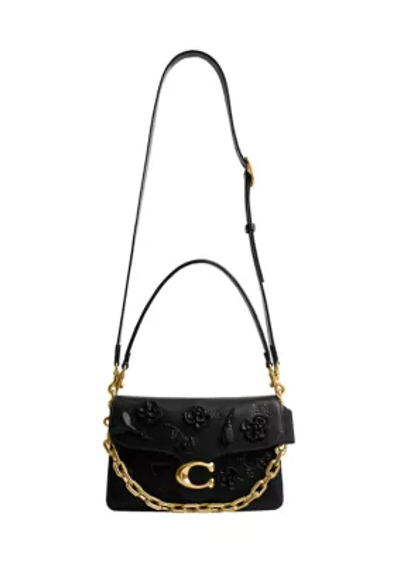 Chain Tabby Shoulder Bag with Floral Embellishment