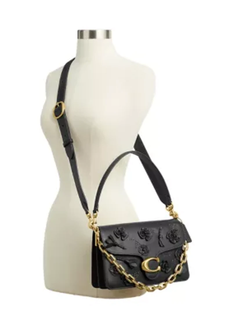 Chain Tabby Shoulder Bag with Floral Embellishment