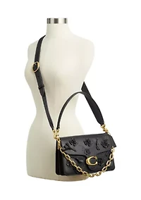 Chain Tabby Shoulder Bag with Floral Embellishment