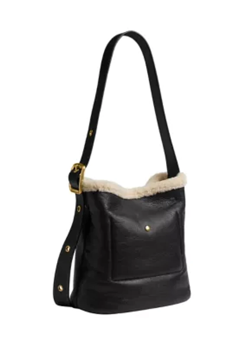 Bleecker Bucket Bag in Shearling