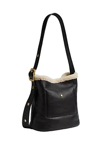 Bleecker Bucket Bag in Shearling 