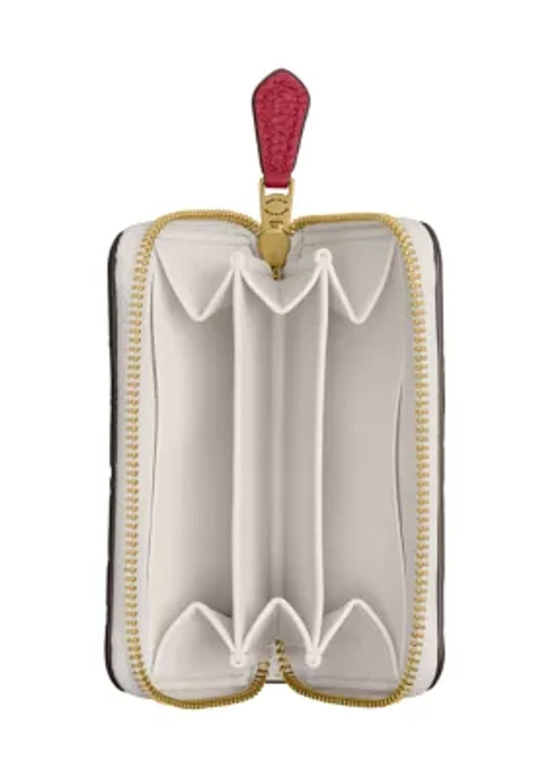 Boxed Essential Small Zip Around Card Case with Cherry Print