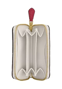 Boxed Essential Small Zip Around Card Case with Cherry Print