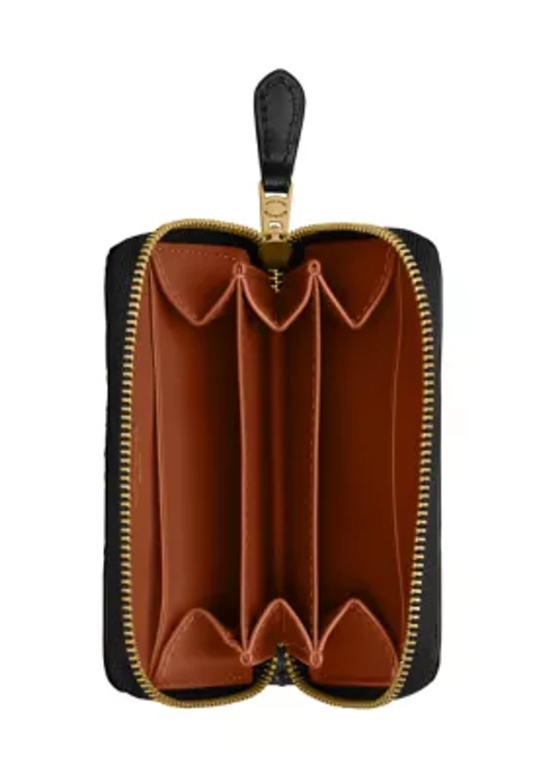 Boxed Essential Small Zip Around Card Case with Cherry Print