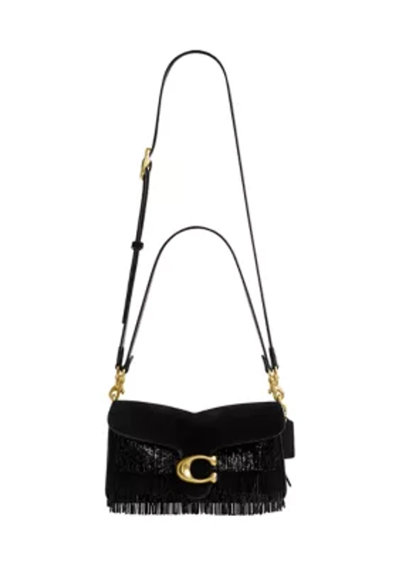 Tabby Shoulder Bag with Crystal Beaded Fringe