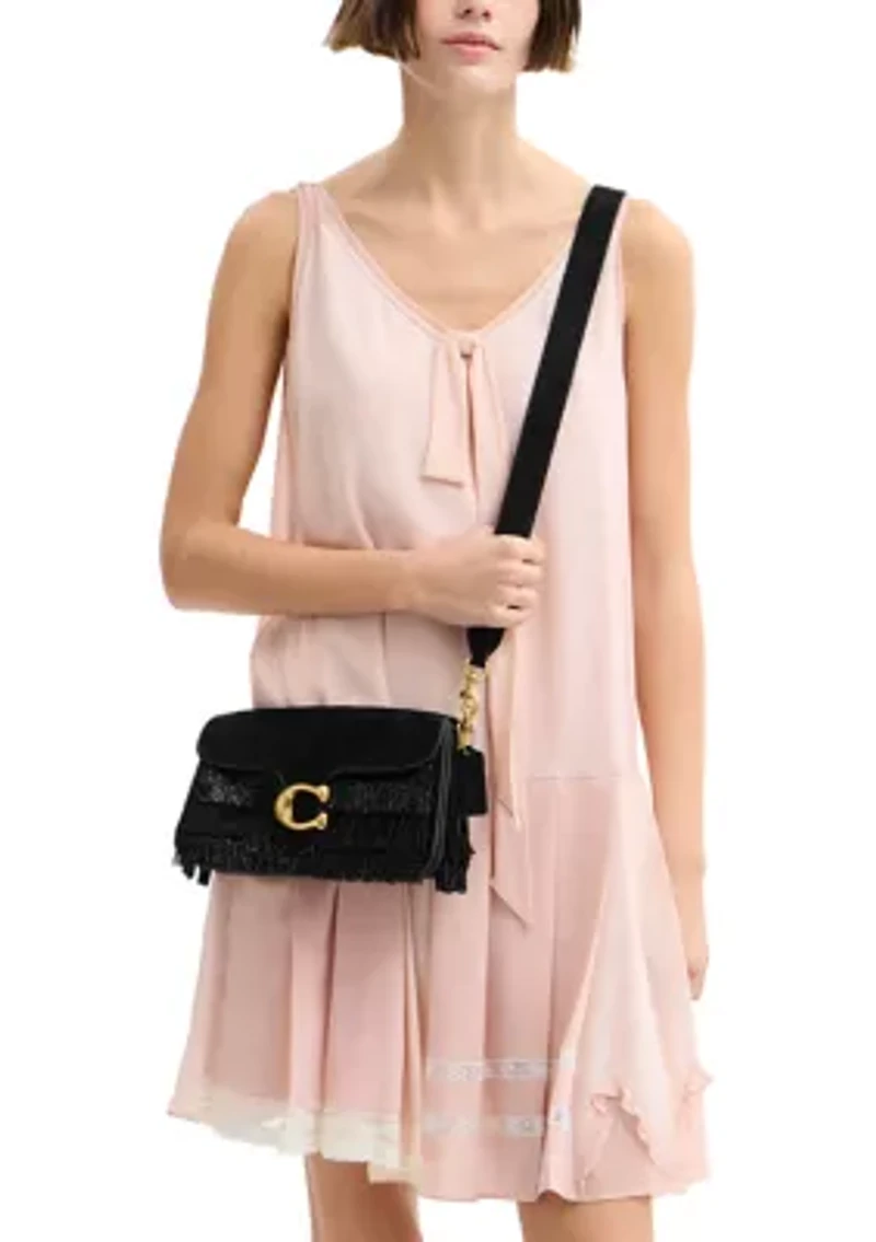 Tabby Shoulder Bag with Crystal Beaded Fringe