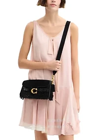 Tabby Shoulder Bag with Crystal Beaded Fringe