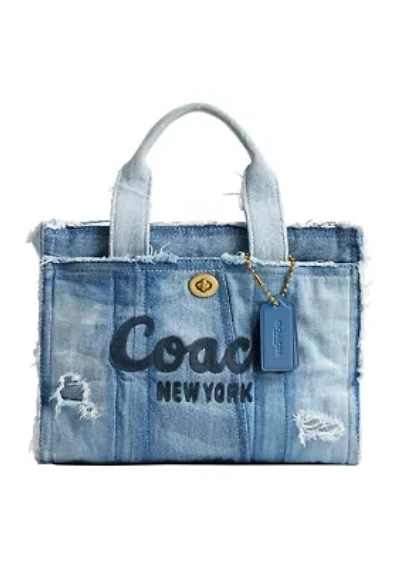Denim Patchwork Cargo Tote Bag