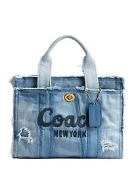 Denim Patchwork Cargo Tote Bag