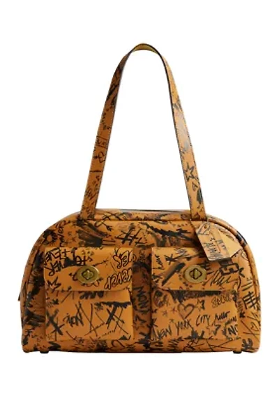 Twin Turnlock Bag with Graffiti Print