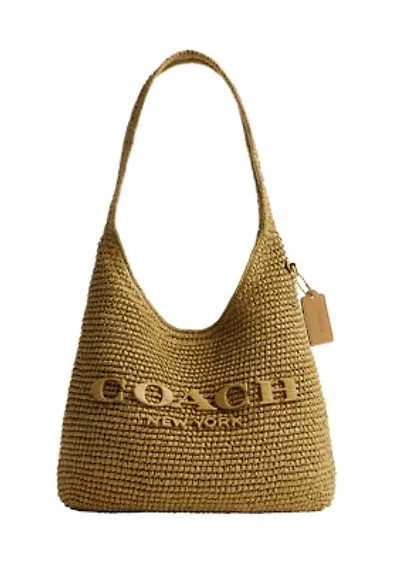 Refined Weave Straw Brooklyn Shoulder Bag