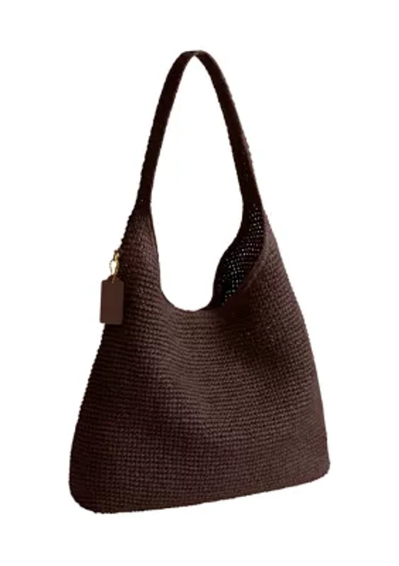 Refined Weave Straw Brooklyn Shoulder Bag