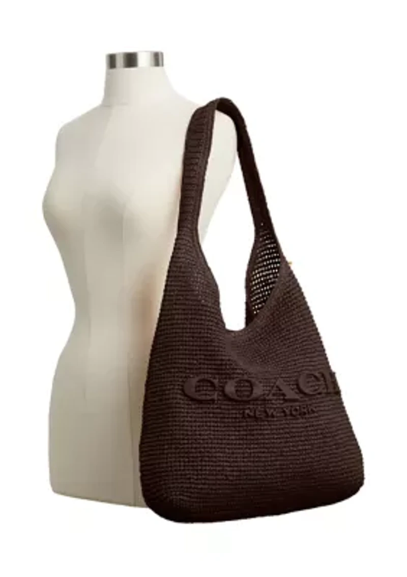 Refined Weave Straw Brooklyn Shoulder Bag