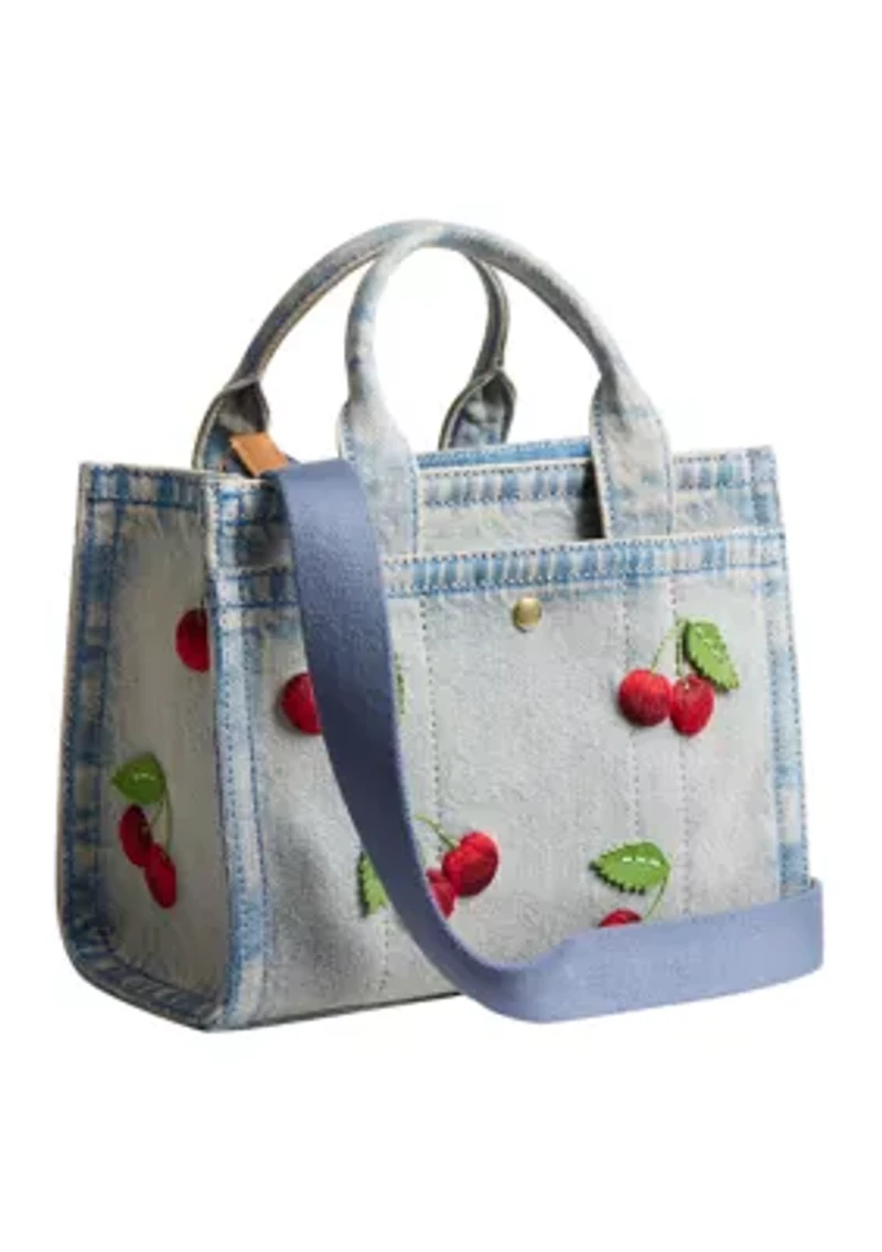 Cargo Tote Bag with Cherry Embroidery