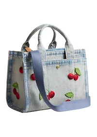 Cargo Tote Bag with Cherry Embroidery