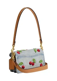 Tabby Shoulder Bag with Cherry Embroidery