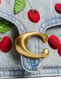 Tabby Shoulder Bag with Cherry Embroidery