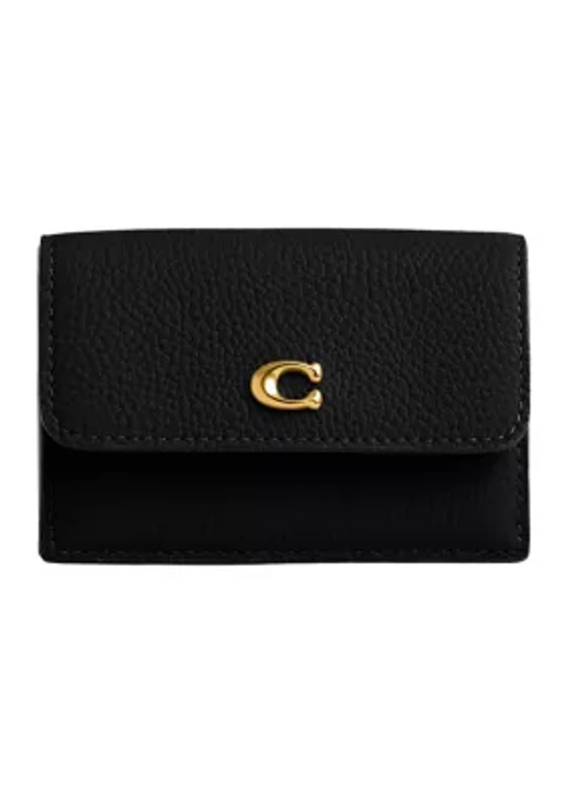 Essential Polished Pebble Mini Leather Tri Fold Wallet