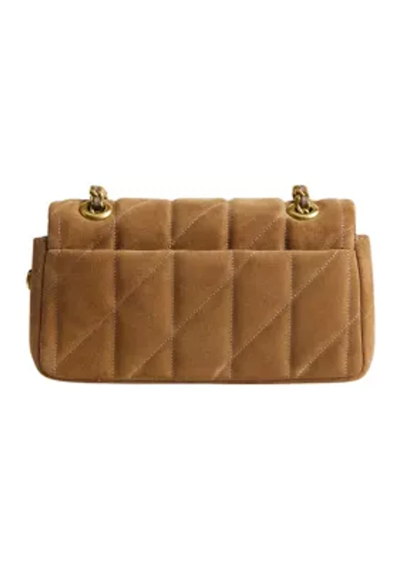 Quilted Suede Tabby Shoulder Bag with 20" Chain
