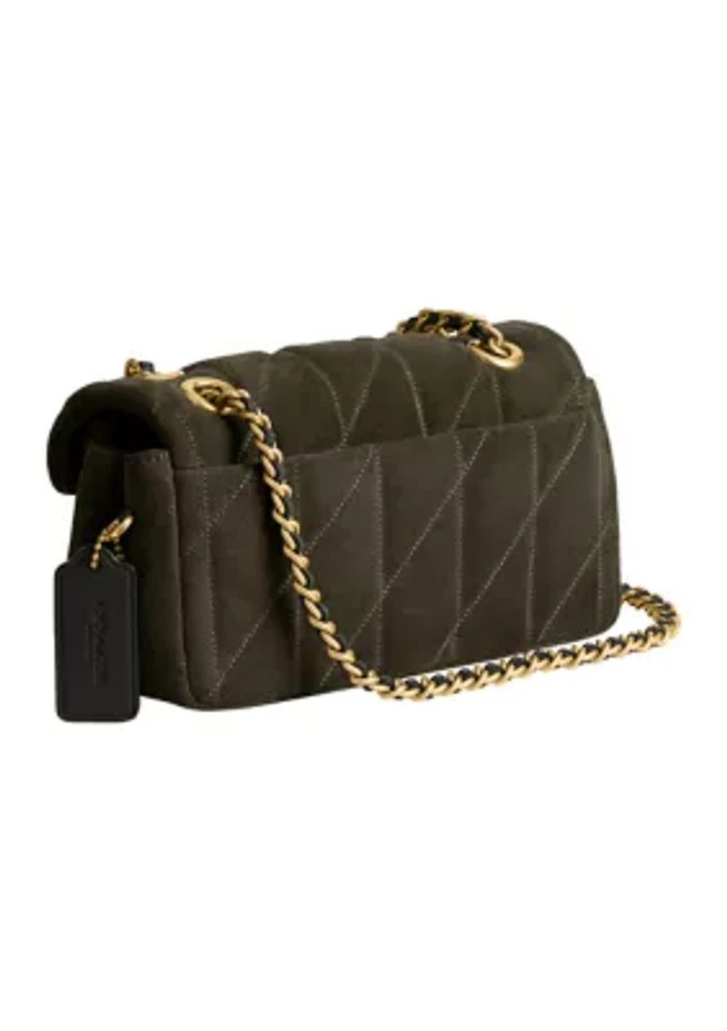 Quilted Suede Tabby Shoulder Bag with 20" Chain