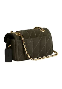 Quilted Suede Tabby Shoulder Bag with 20" Chain