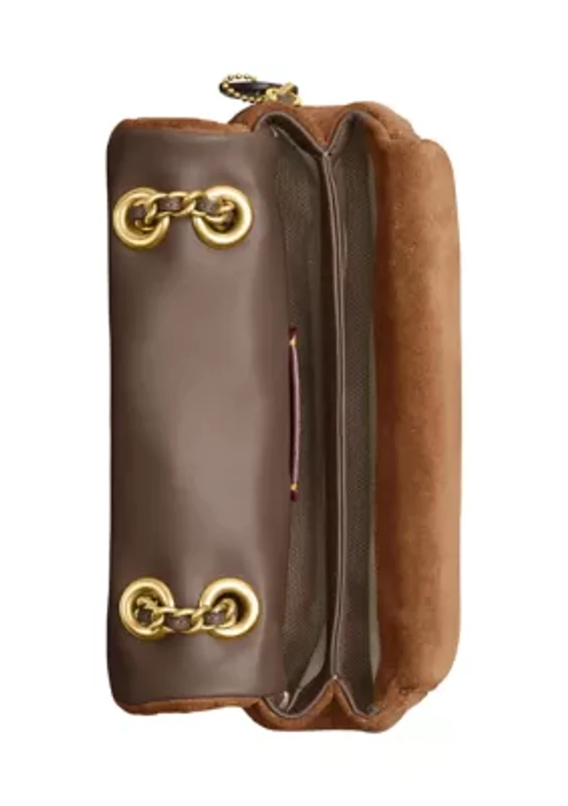 Quilted Suede Tabby Shoulder Bag with 20" Chain